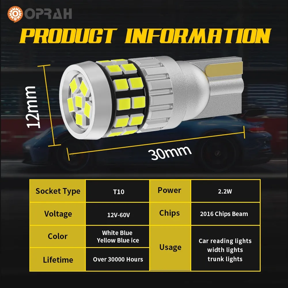 10pcs 12V 24V LED T10 W5W 194 168 Car Truck Signal Lights Canbus 2016SMD No Error Side Parking DRL Lamps Dome Reading Bulb Diode