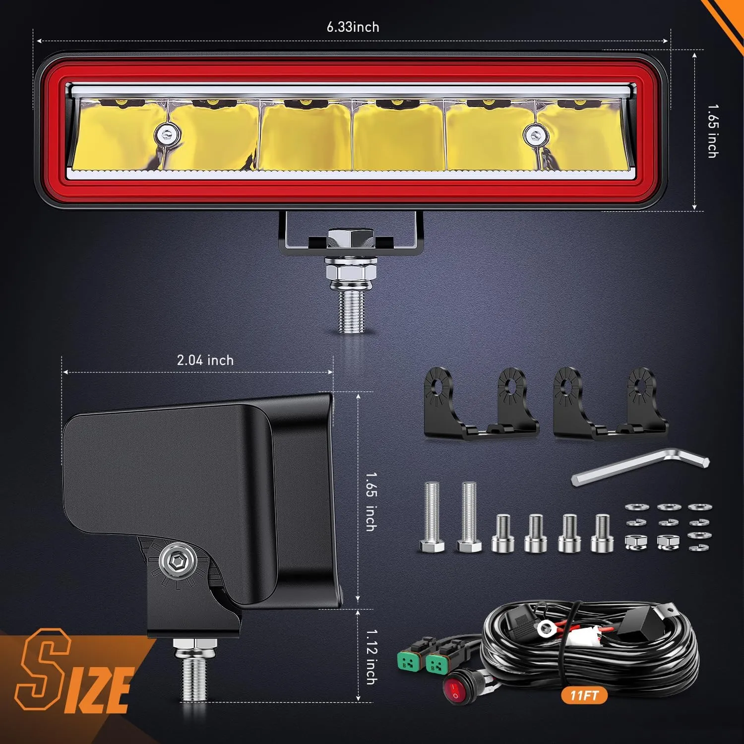 6.5 Inch 30W 3250LM Spot LED Light Bars (Pair) | 16AWG DT Wire