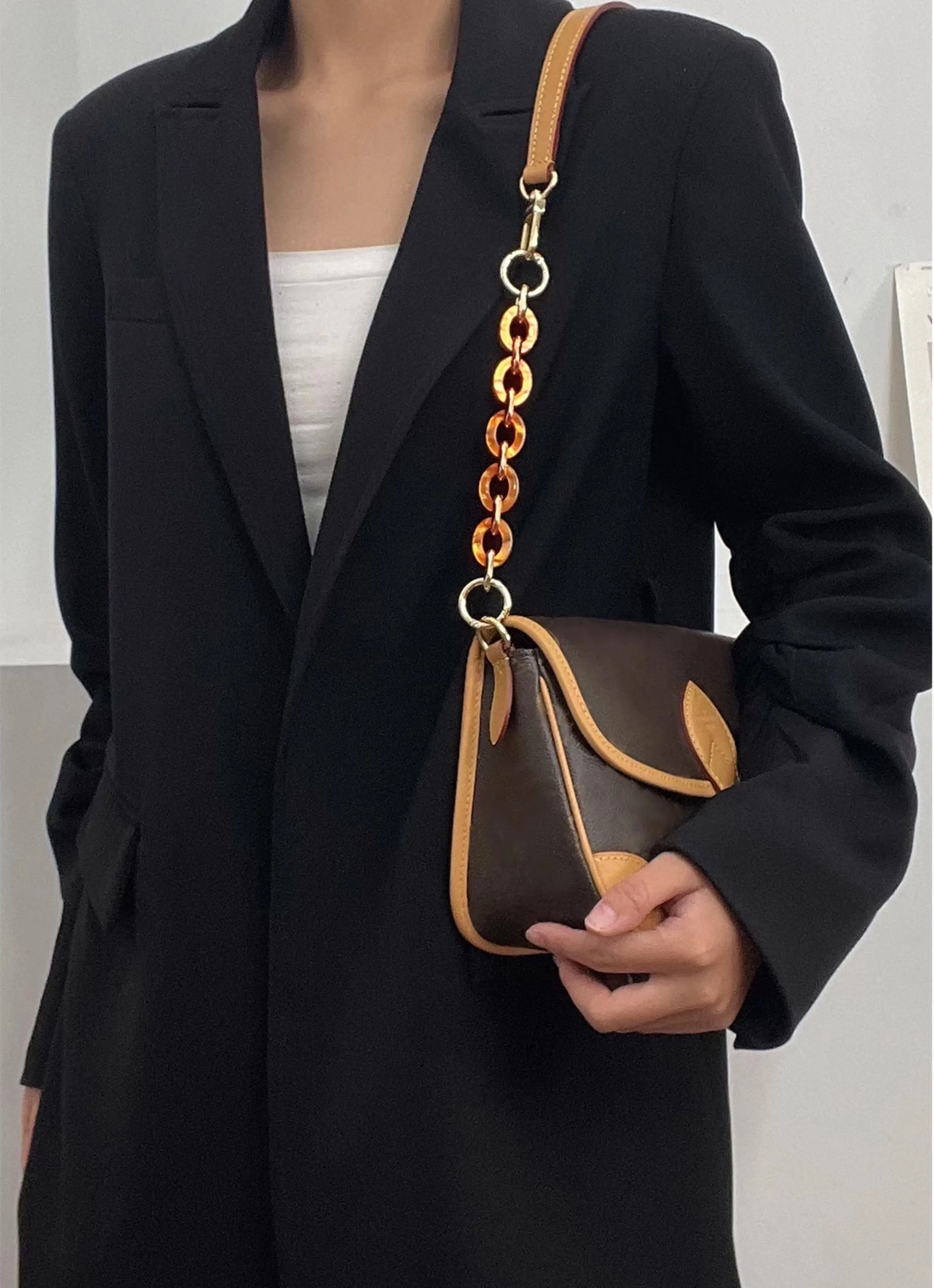Acrylic chain bag suitable for Diane, shoulder bag replacement accessories, bag chain extension accessories, single shoulder bag chain