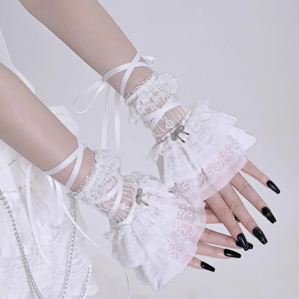 Ballet-Inspired Lace-Up Tiered Cuff Arm Sleeves