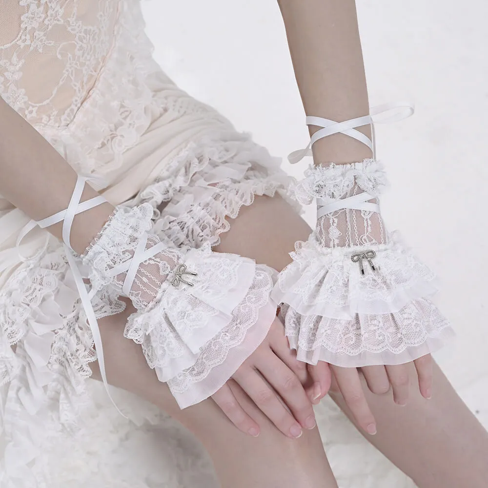 Ballet-Inspired Lace-Up Tiered Cuff Arm Sleeves