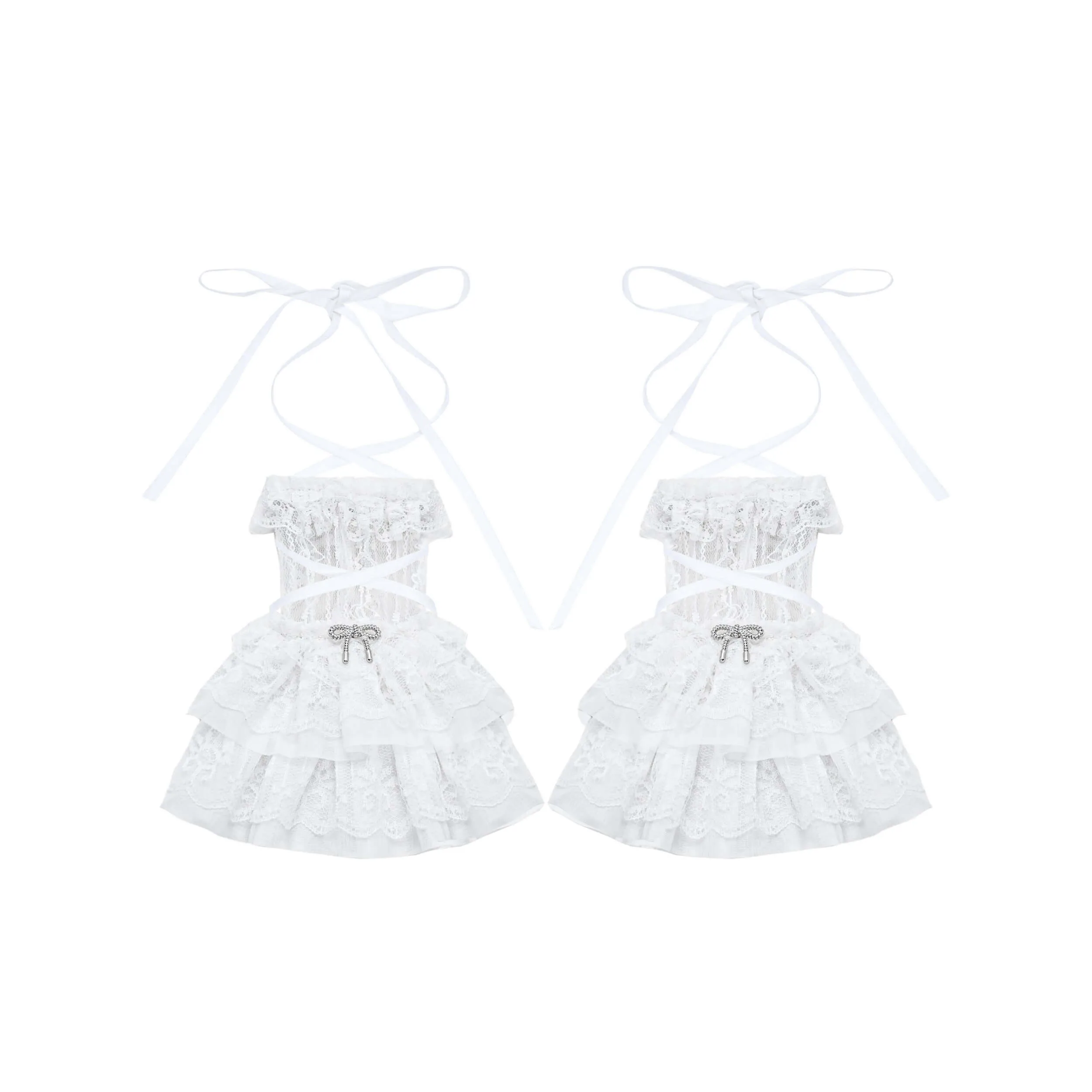 Ballet-Inspired Lace-Up Tiered Cuff Arm Sleeves
