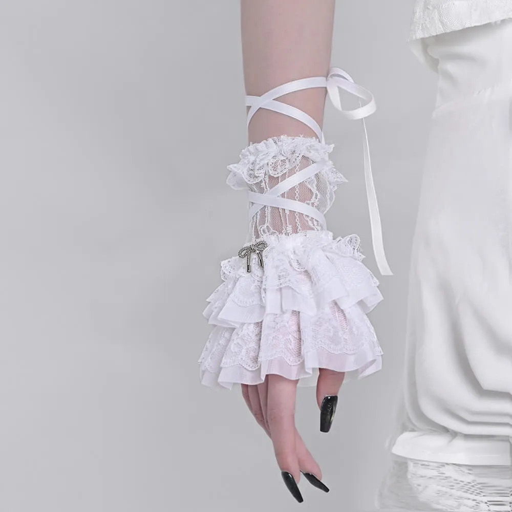 Ballet-Inspired Lace-Up Tiered Cuff Arm Sleeves