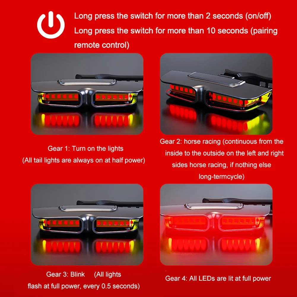 Bicycle 20led Tail Light Turn Signal Indicator Waterproof Usb