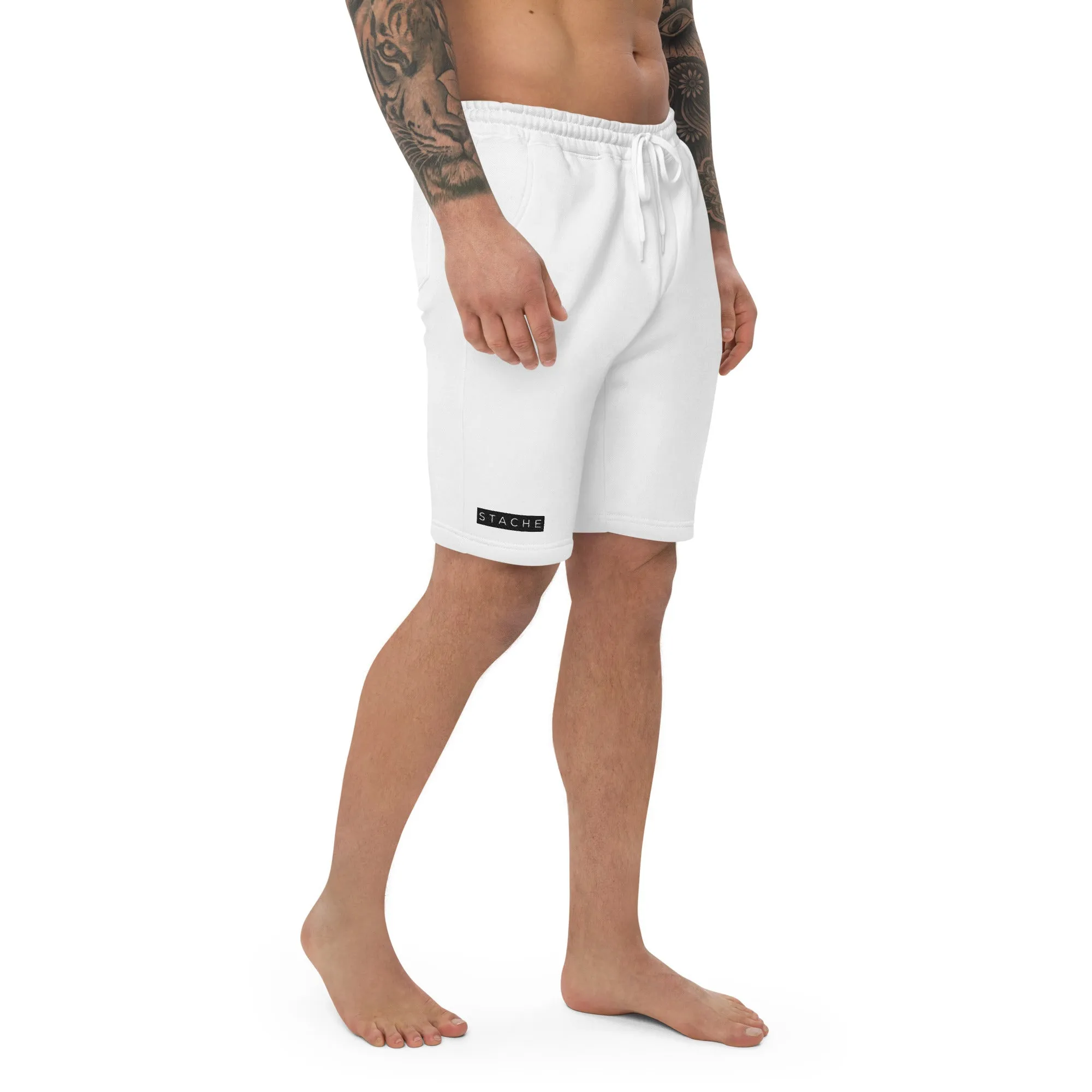 Black box Stache logo Men's fleece shorts