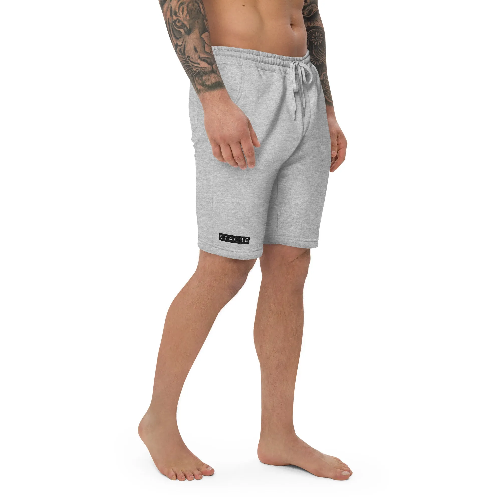 Black box Stache logo Men's fleece shorts