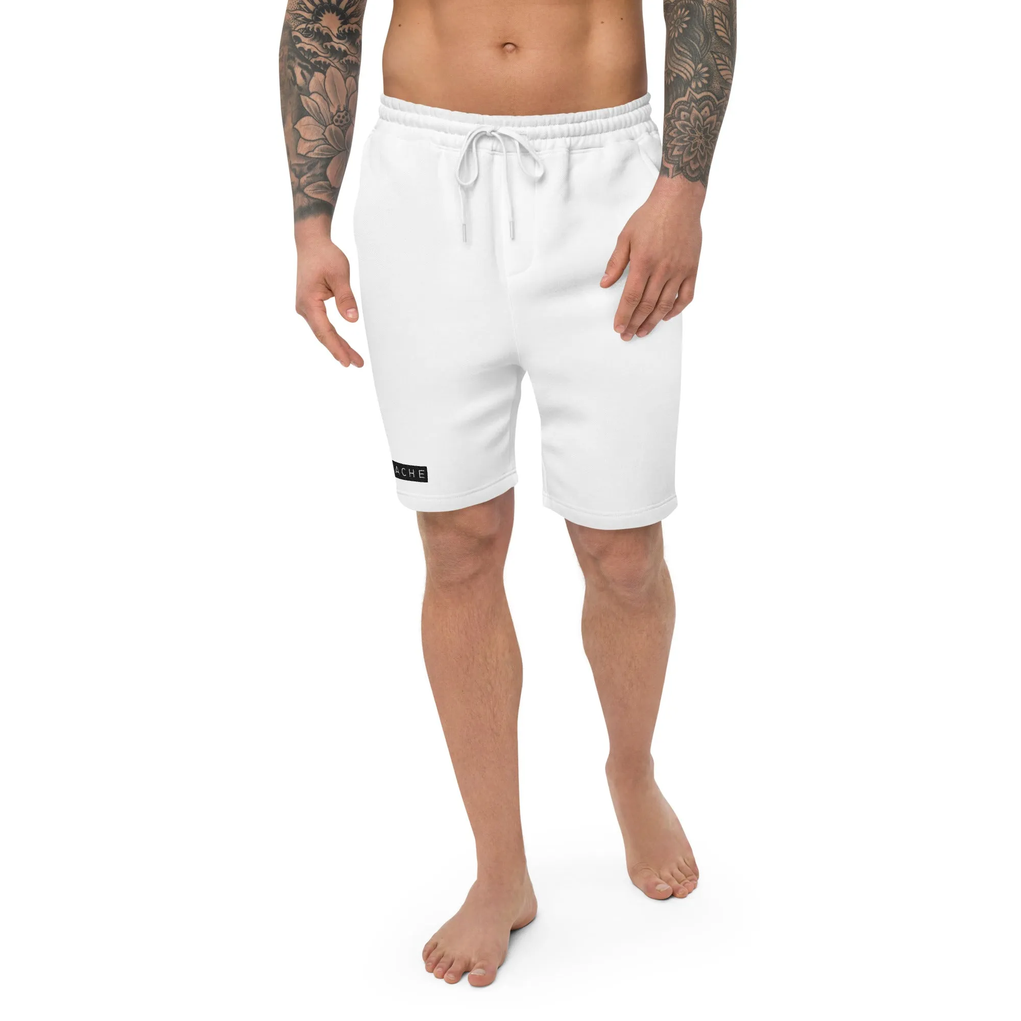 Black box Stache logo Men's fleece shorts