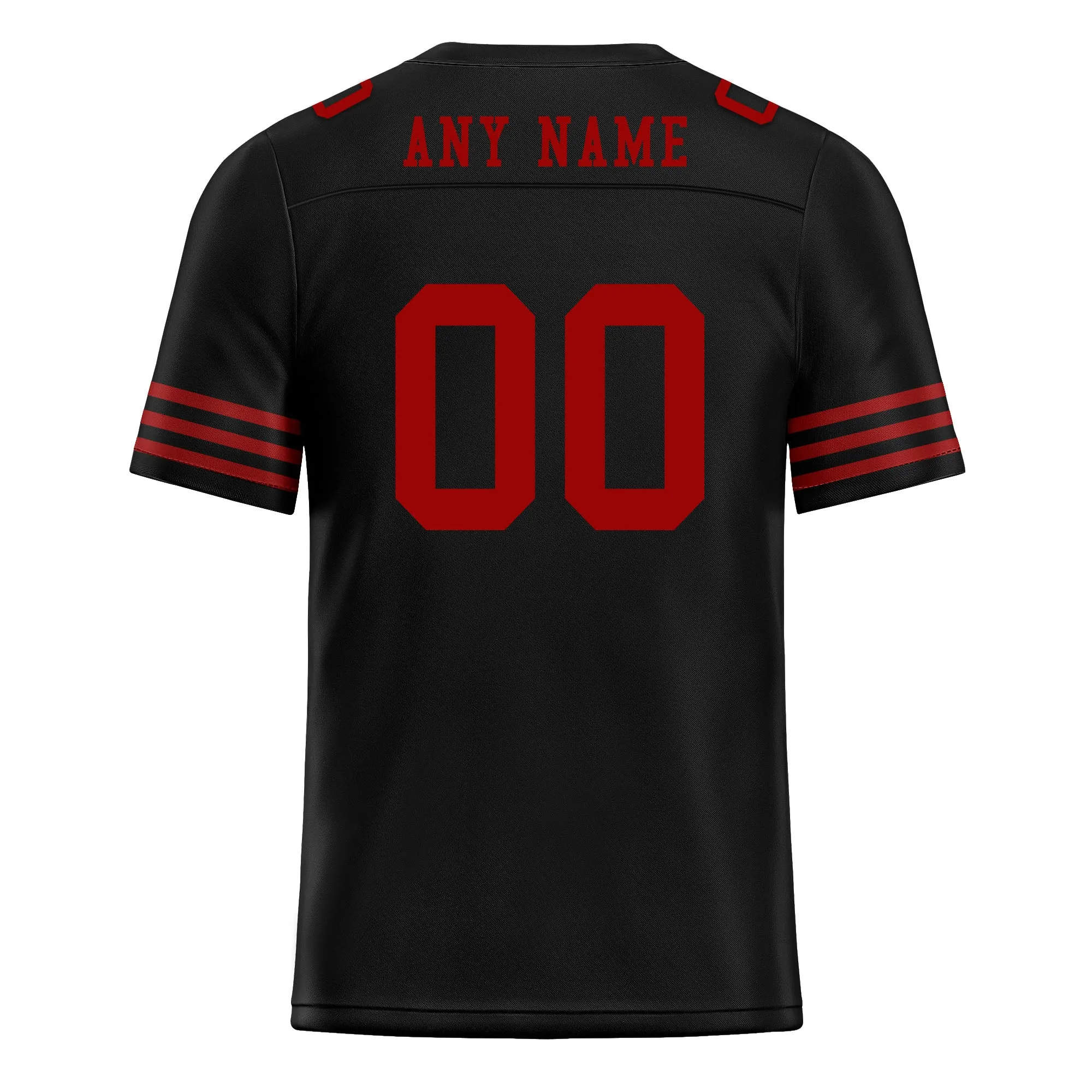 Custom Black Red Striped Sleeves Personalized Authentic Football Jersey FBJ02-D06041