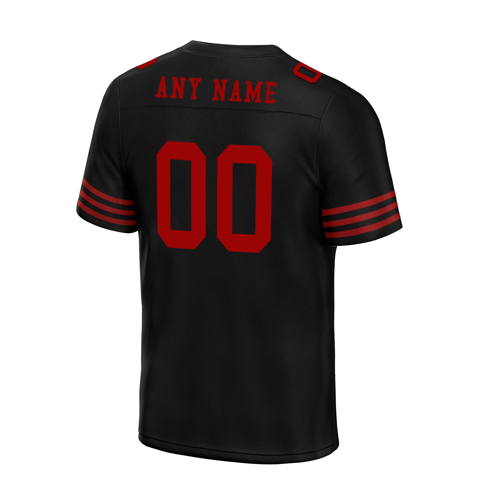 Custom Black Red Striped Sleeves Personalized Authentic Football Jersey FBJ02-D06041