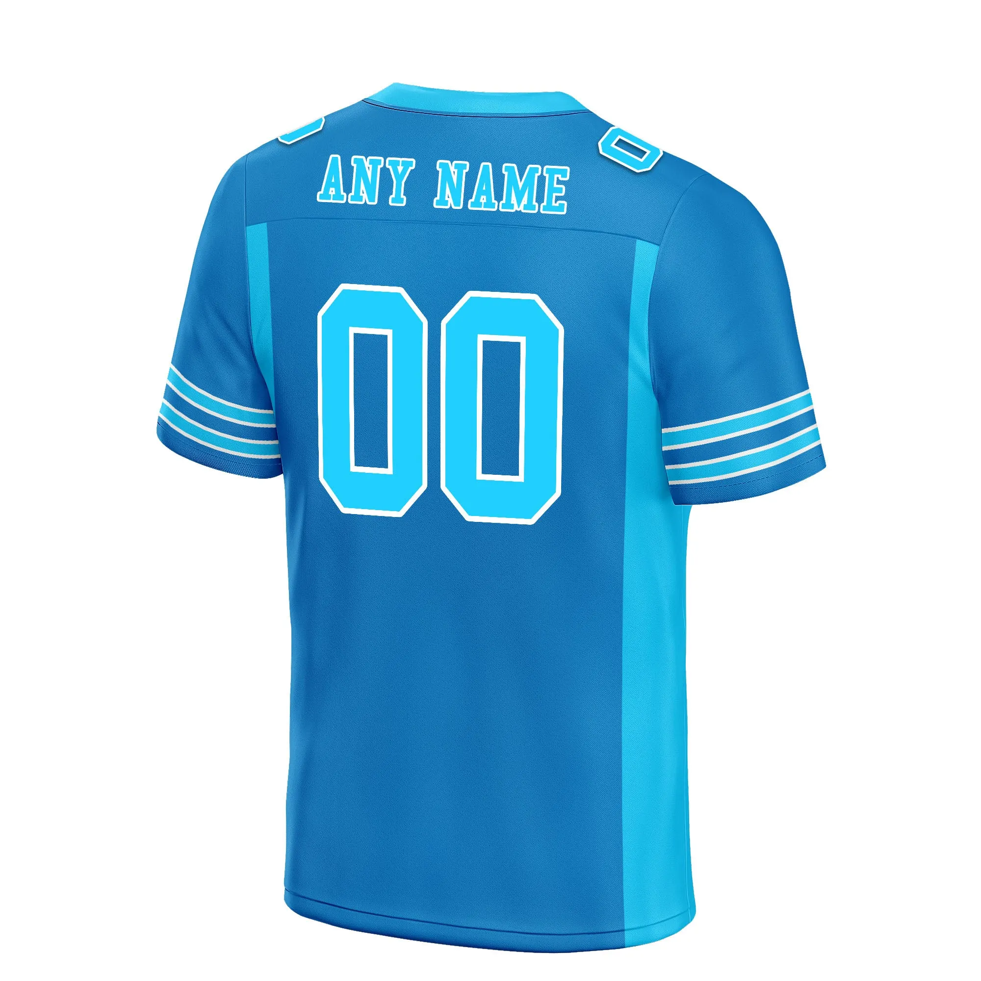 Custom Blue Striped Sleeves Personalized Authentic Football Jersey FBJ02-D06080