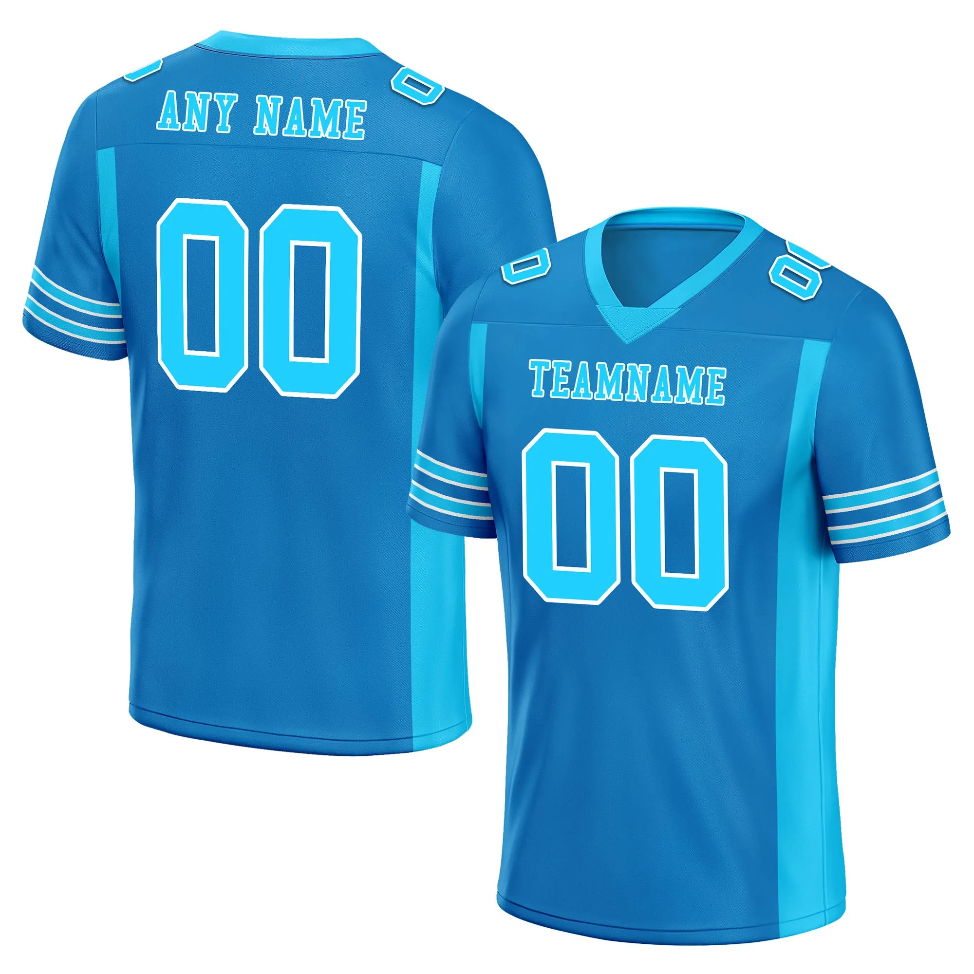 Custom Blue Striped Sleeves Personalized Authentic Football Jersey FBJ02-D06080