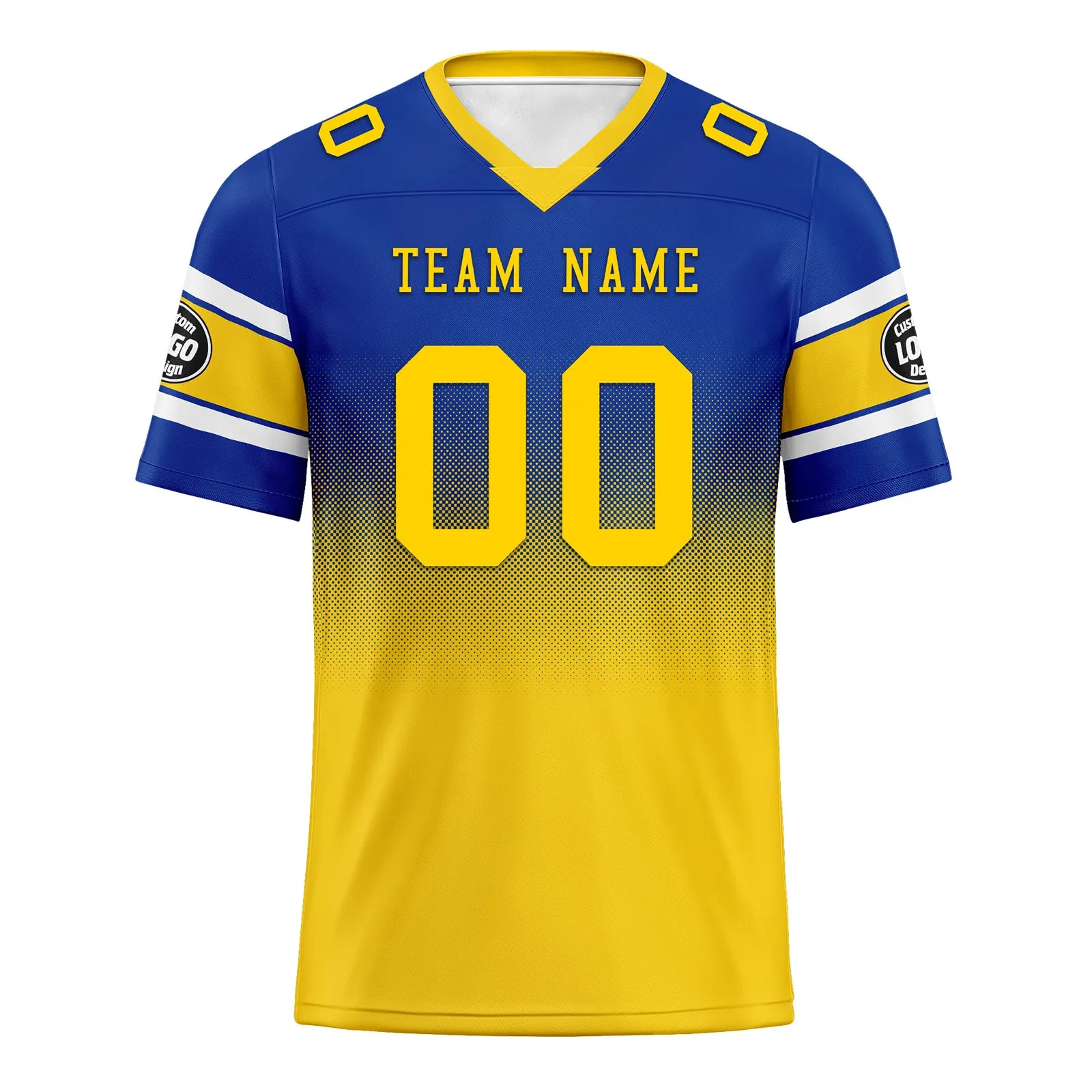 Custom Blue Yellow Los Angeles Personalized Authentic Football Jersey FBJ02-D020249-15