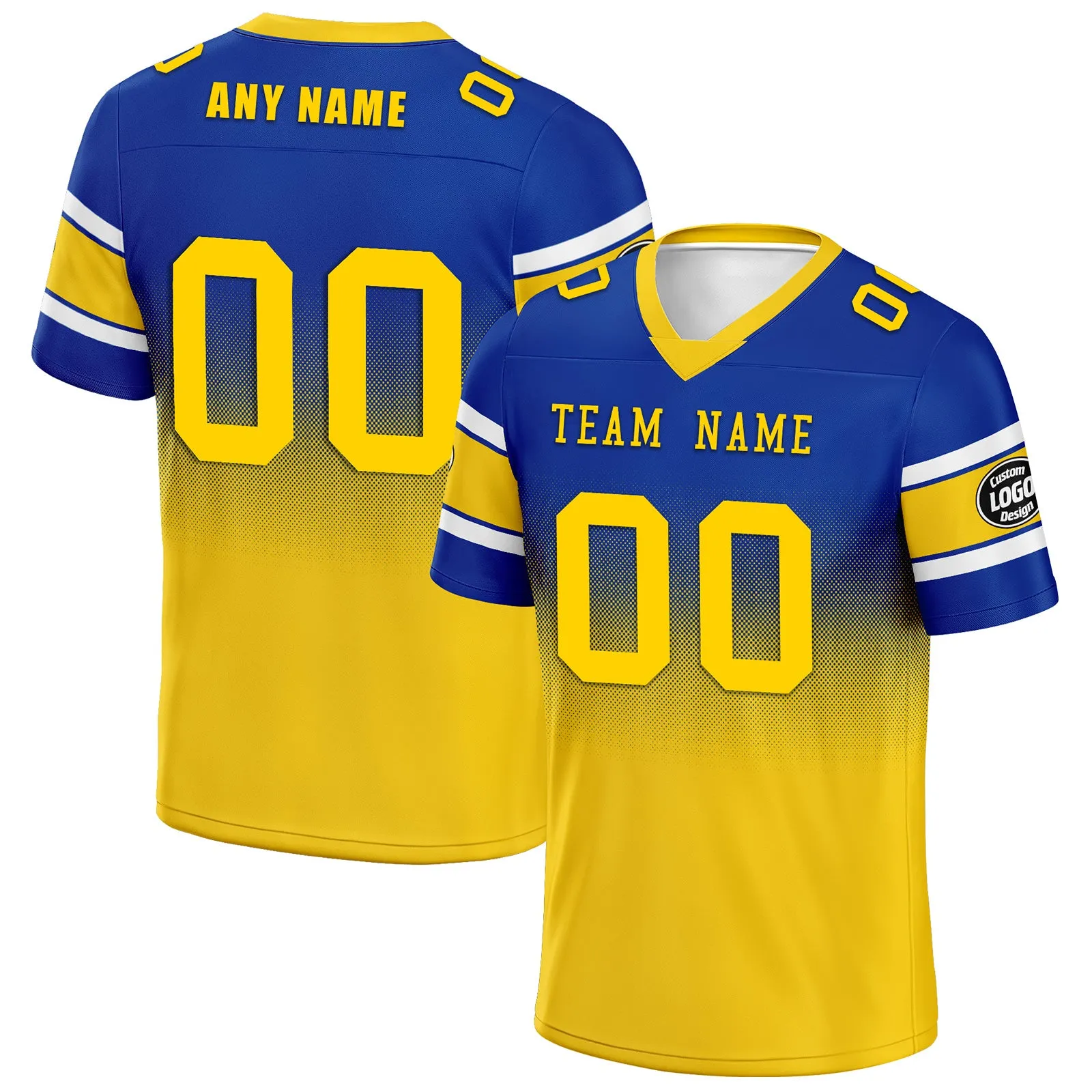 Custom Blue Yellow Los Angeles Personalized Authentic Football Jersey FBJ02-D020249-15