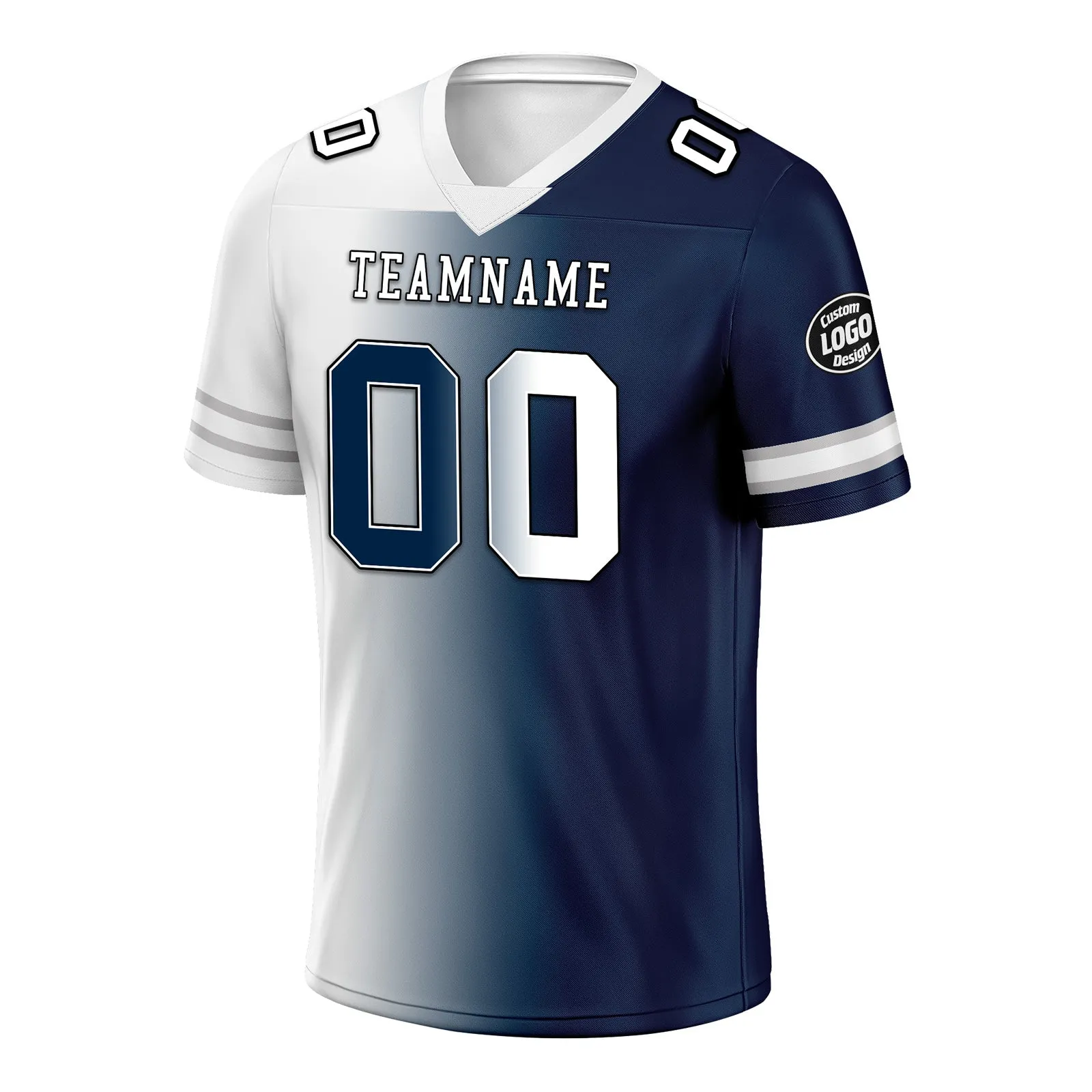 Custom Deep Blue White Texas Personalized Authentic Football Jersey FBJ02-D028017-5