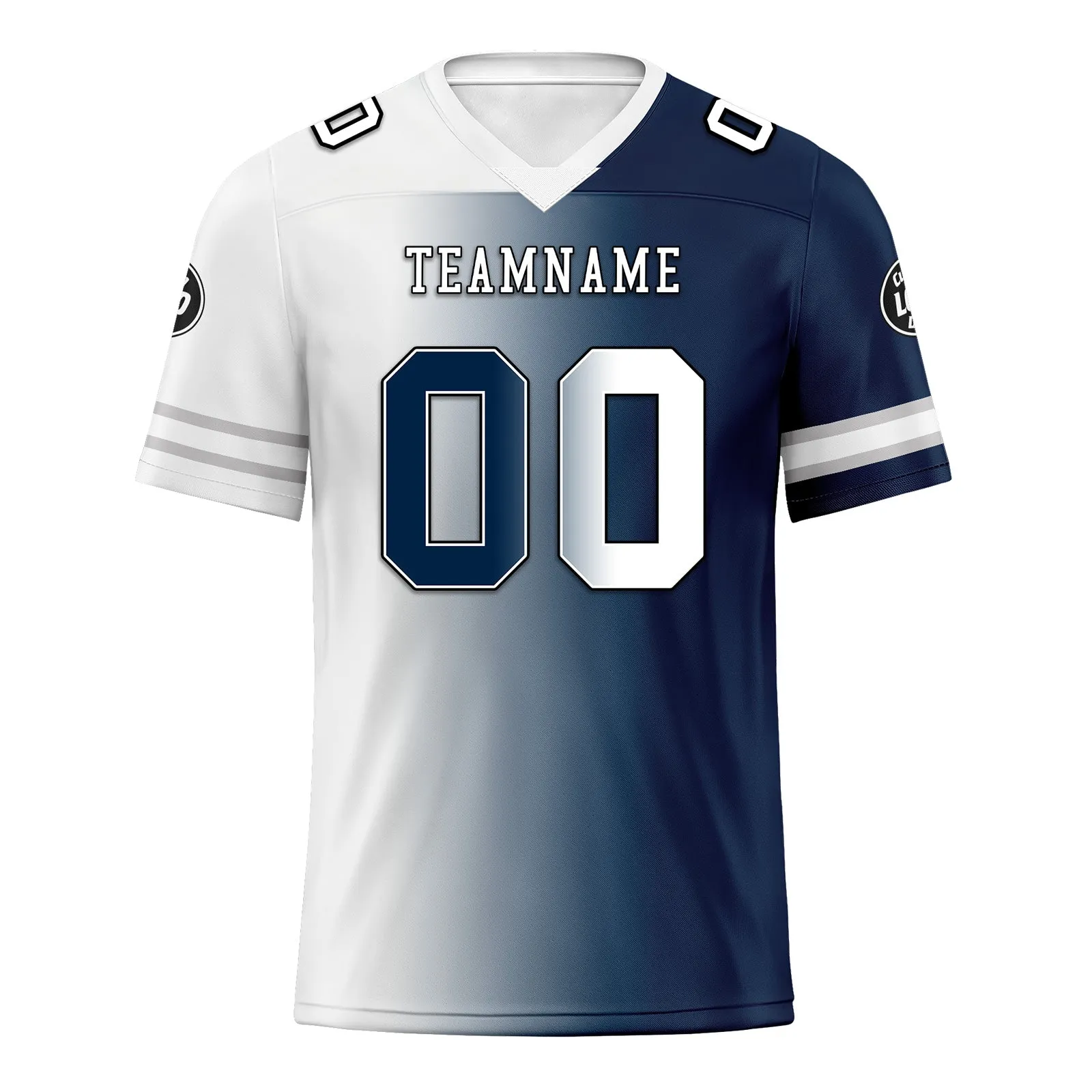 Custom Deep Blue White Texas Personalized Authentic Football Jersey FBJ02-D028017-5