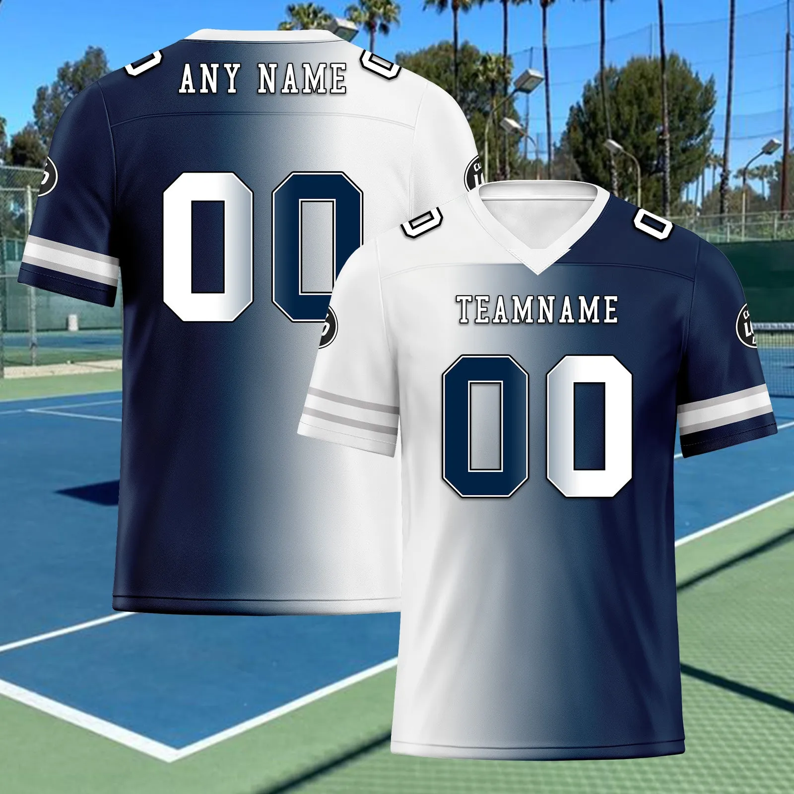 Custom Deep Blue White Texas Personalized Authentic Football Jersey FBJ02-D028017-5