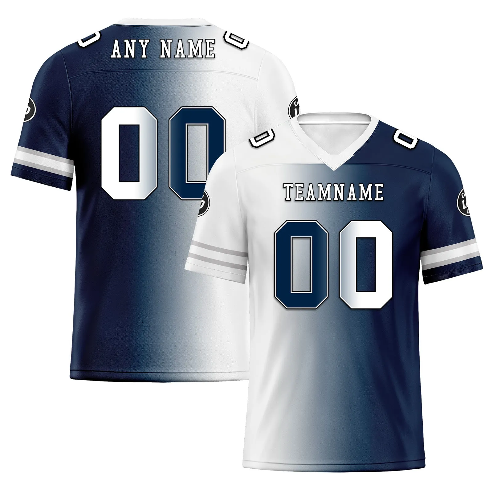 Custom Deep Blue White Texas Personalized Authentic Football Jersey FBJ02-D028017-5