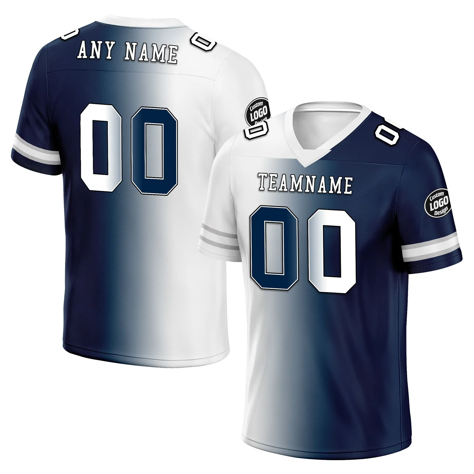 Custom Deep Blue White Texas Personalized Authentic Football Jersey FBJ02-D028017-5