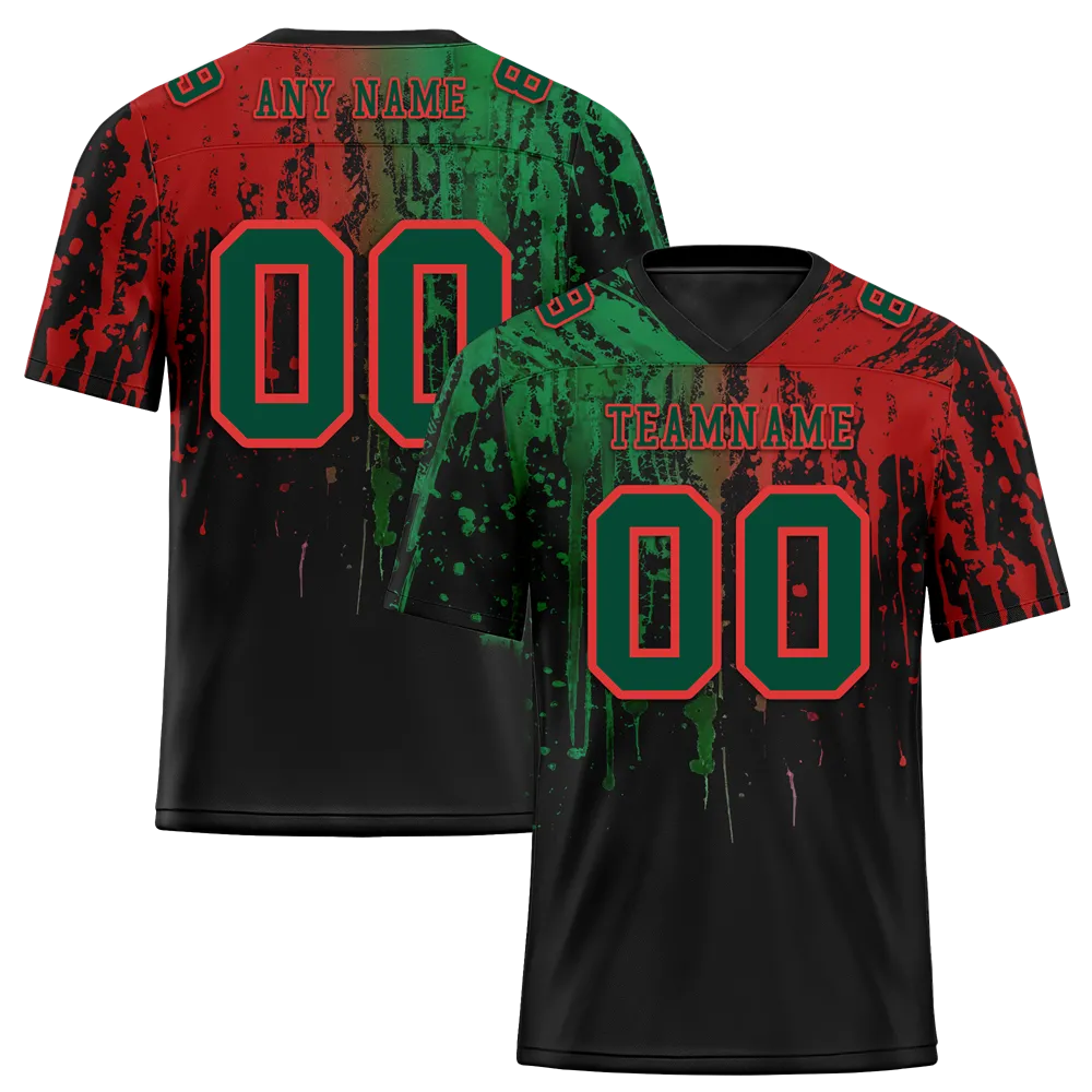 Custom Green Red Graffiti Pattern Green Personalized Authentic Football Jersey FBJ02-bc0faca