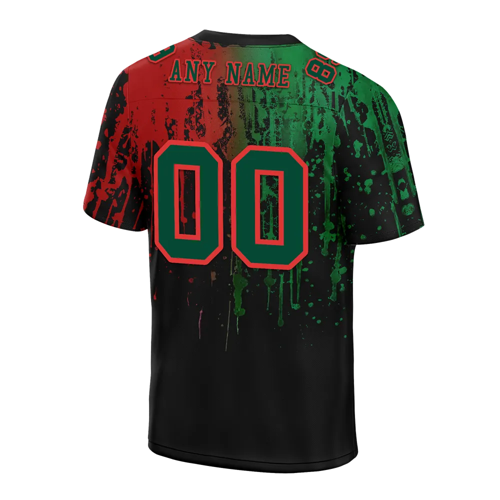 Custom Green Red Graffiti Pattern Green Personalized Authentic Football Jersey FBJ02-bc0faca