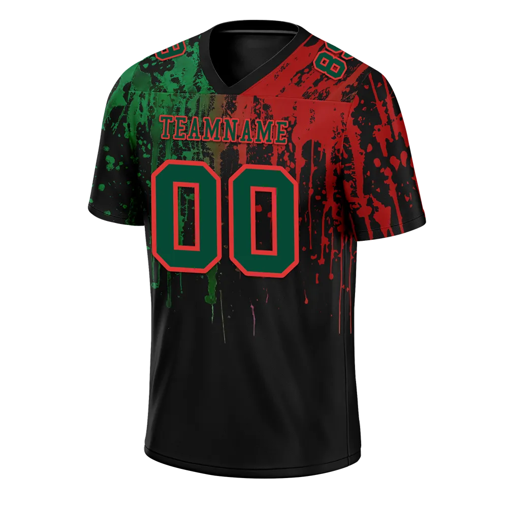 Custom Green Red Graffiti Pattern Green Personalized Authentic Football Jersey FBJ02-bc0faca