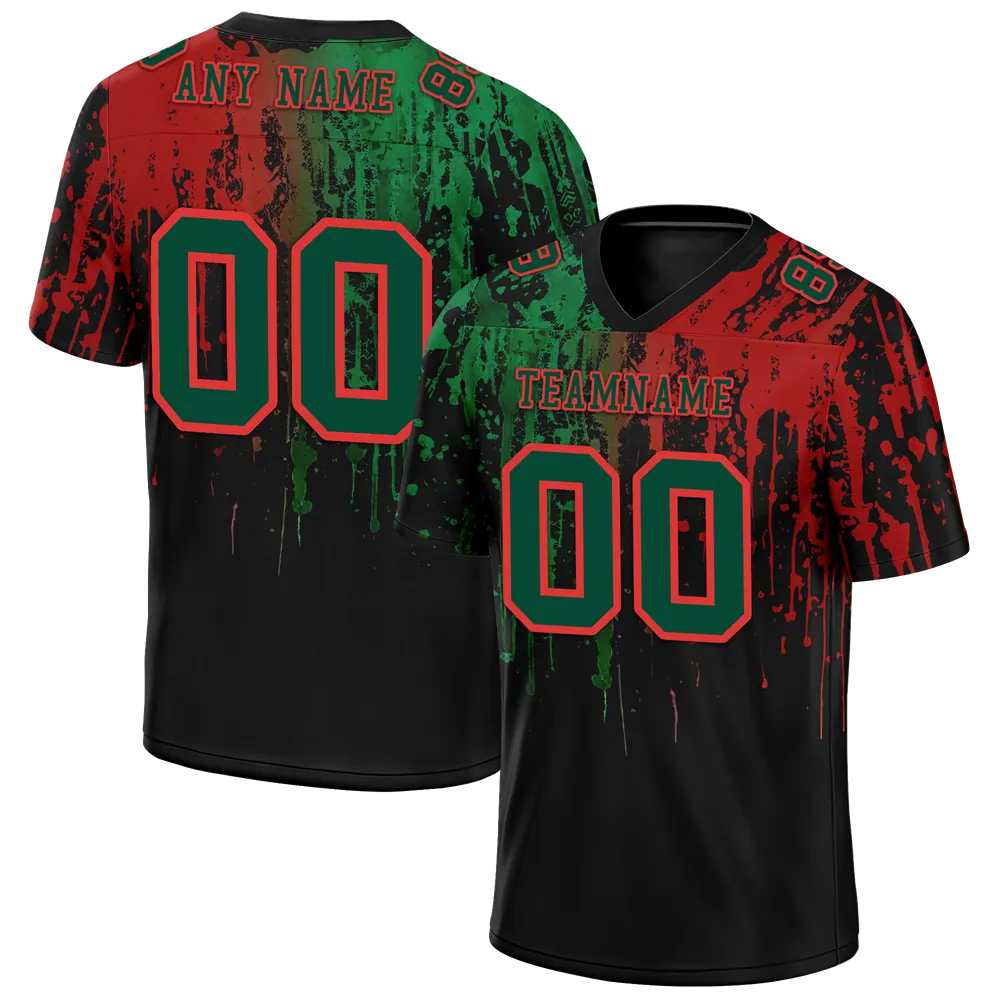 Custom Green Red Graffiti Pattern Green Personalized Authentic Football Jersey FBJ02-bc0faca