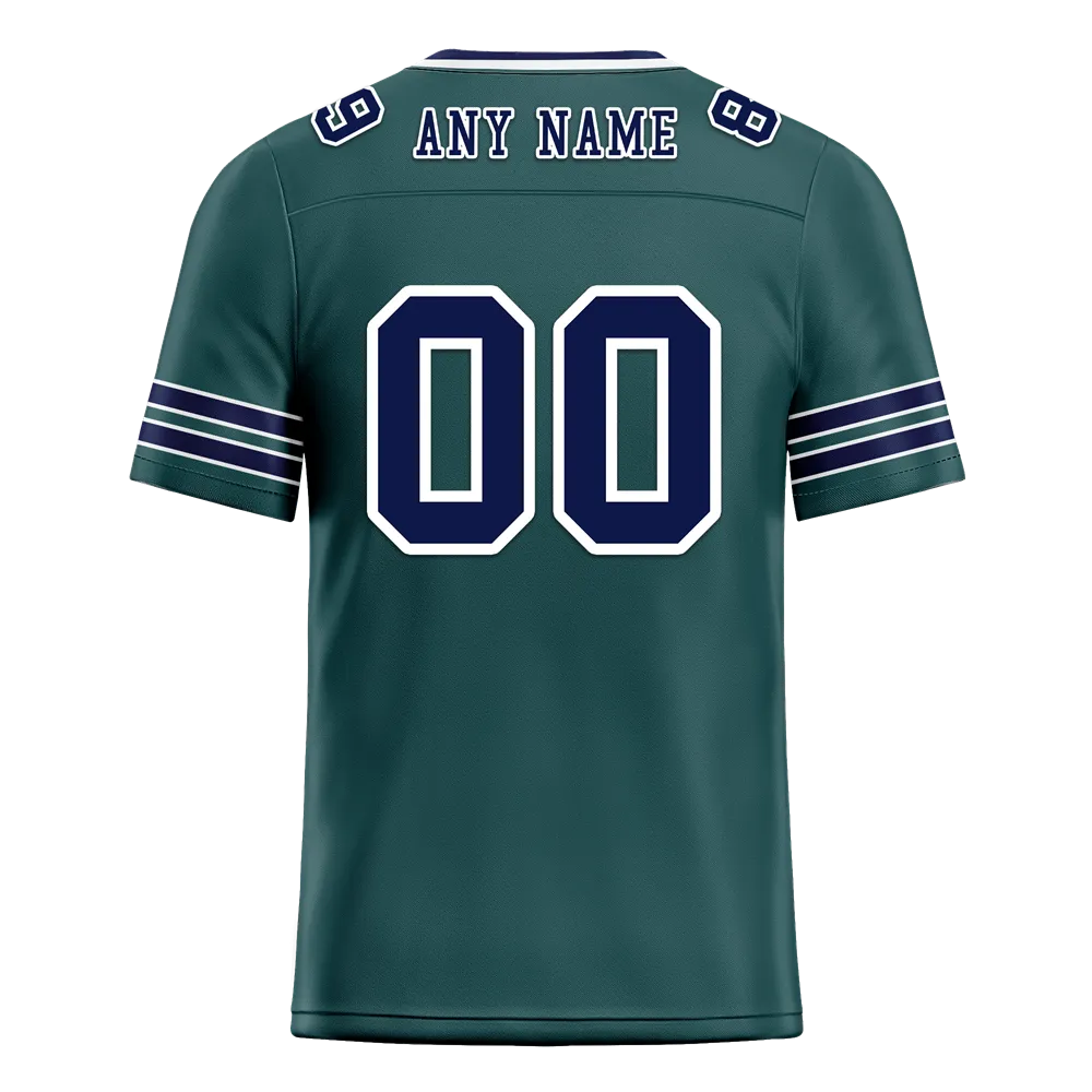 Custom Green Sleeve Stripes Blue Personalized Authentic Football Jersey FBJ02-bc0f088