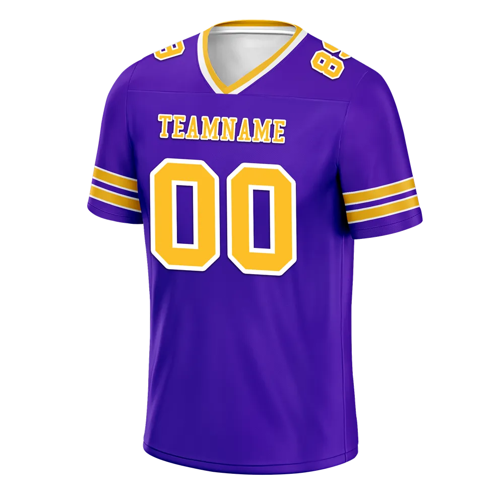 Custom Purple Sleeve Stripes Yellow Personalized Authentic Football Jersey FBJ02-bc0f077