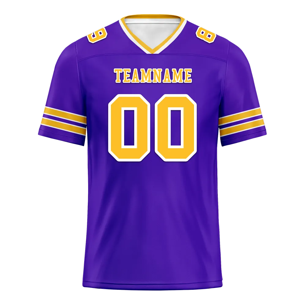 Custom Purple Sleeve Stripes Yellow Personalized Authentic Football Jersey FBJ02-bc0f077