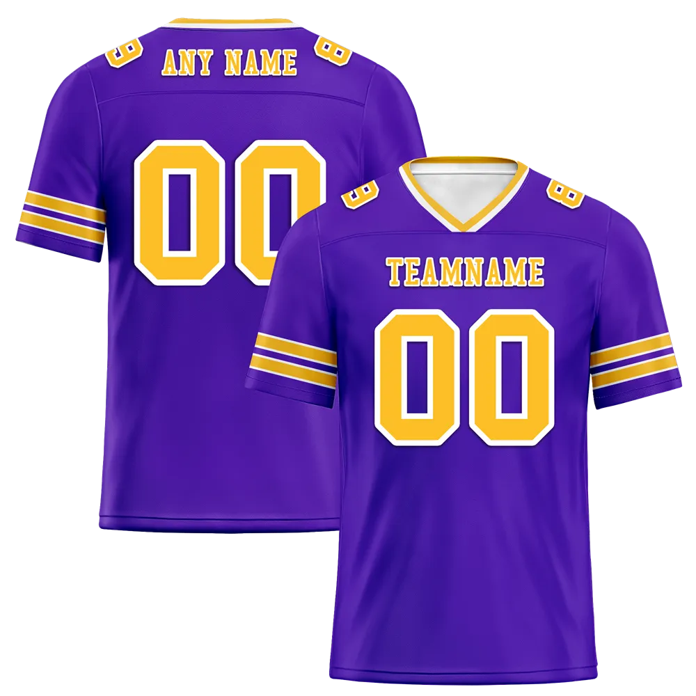 Custom Purple Sleeve Stripes Yellow Personalized Authentic Football Jersey FBJ02-bc0f077