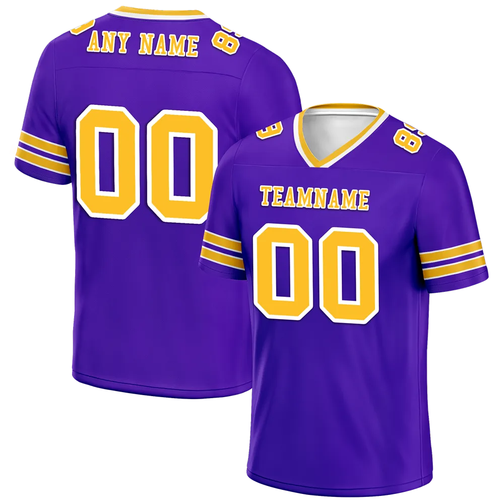 Custom Purple Sleeve Stripes Yellow Personalized Authentic Football Jersey FBJ02-bc0f077