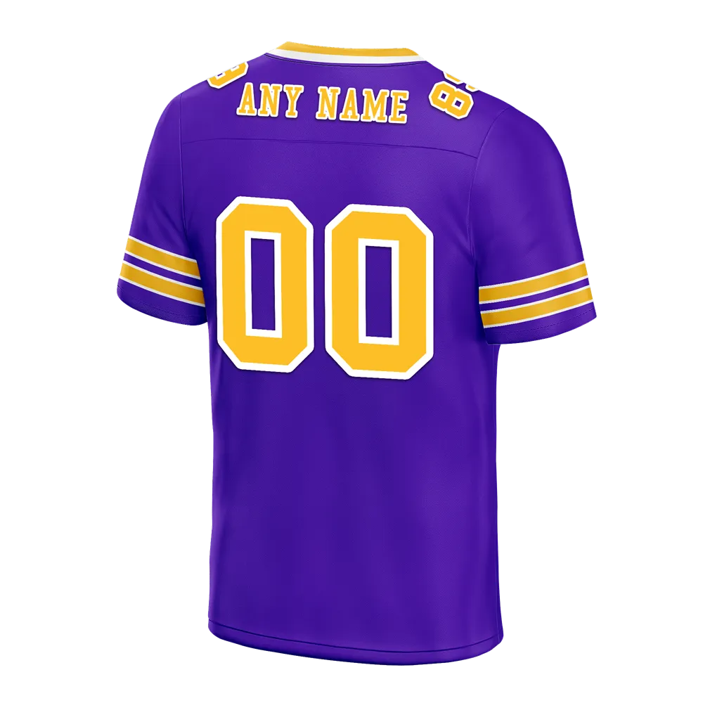 Custom Purple Sleeve Stripes Yellow Personalized Authentic Football Jersey FBJ02-bc0f077