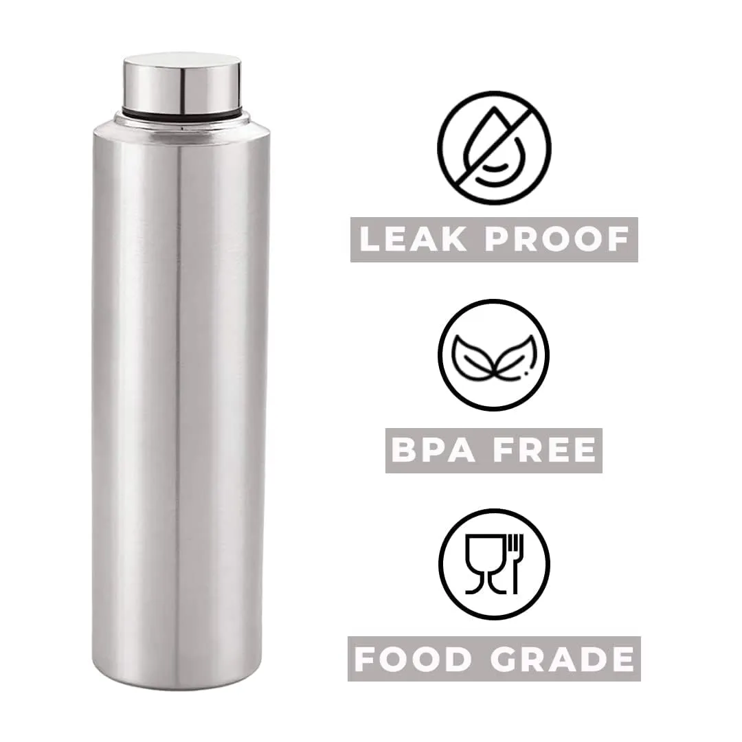 Kuber Industries Pack of 4 Stainless Steel Water Bottle | 1 Litre Steel Water Bottles | 16 Pieces Water Bottle For Fridge | Cold Water Bottle | Water Bottle for School-Collage-Office-Travel | Silver