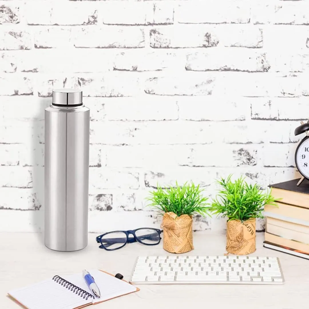 Kuber Industries Pack of 4 Stainless Steel Water Bottle | 1 Litre Steel Water Bottles | 16 Pieces Water Bottle For Fridge | Cold Water Bottle | Water Bottle for School-Collage-Office-Travel | Silver