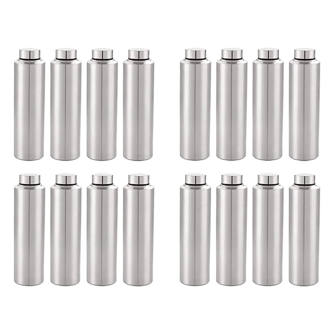 Kuber Industries Pack of 4 Stainless Steel Water Bottle | 1 Litre Steel Water Bottles | 16 Pieces Water Bottle For Fridge | Cold Water Bottle | Water Bottle for School-Collage-Office-Travel | Silver