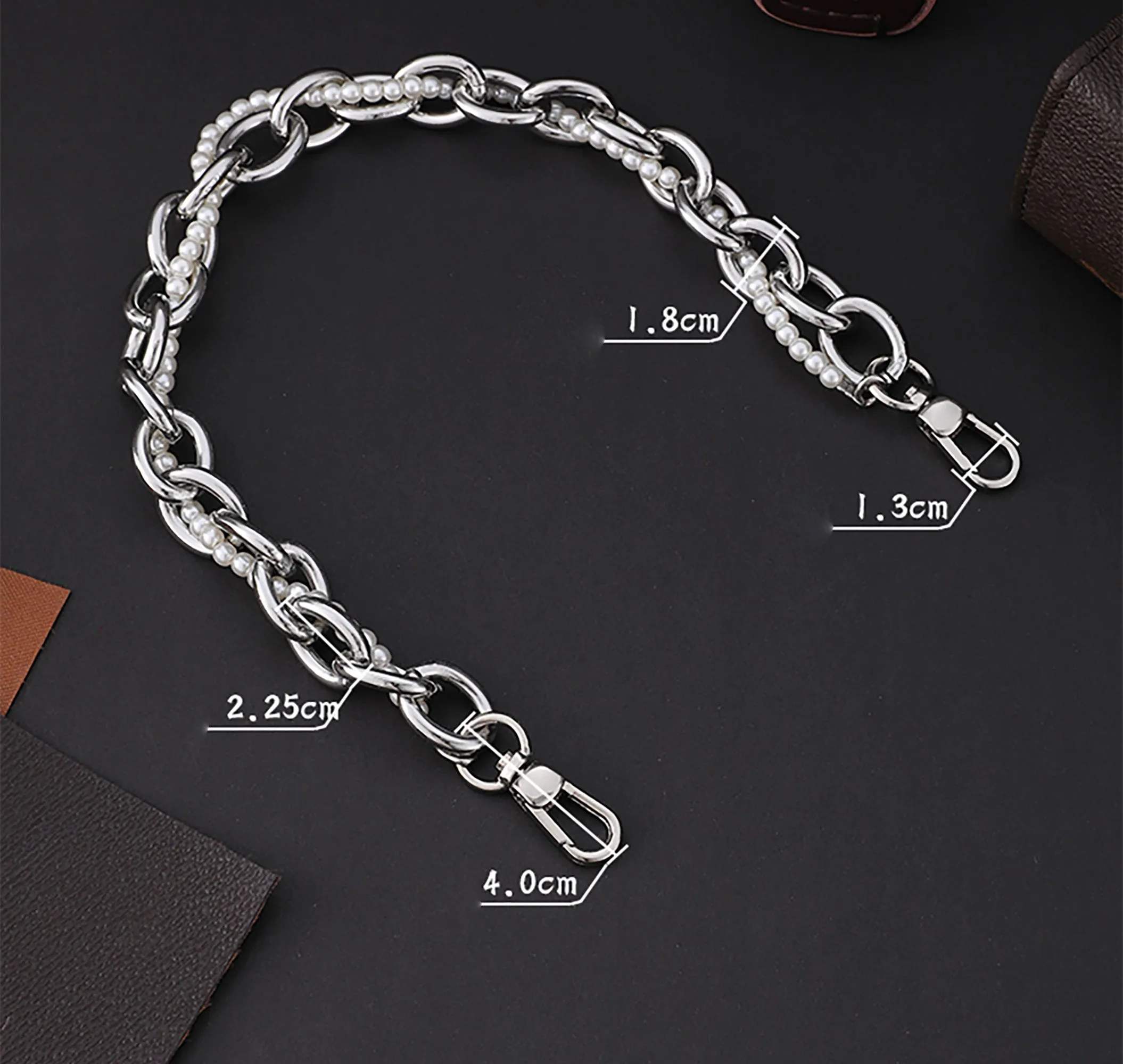 Underarm bag pearl handle decorative accessory chain metal bag strap shoulder strap