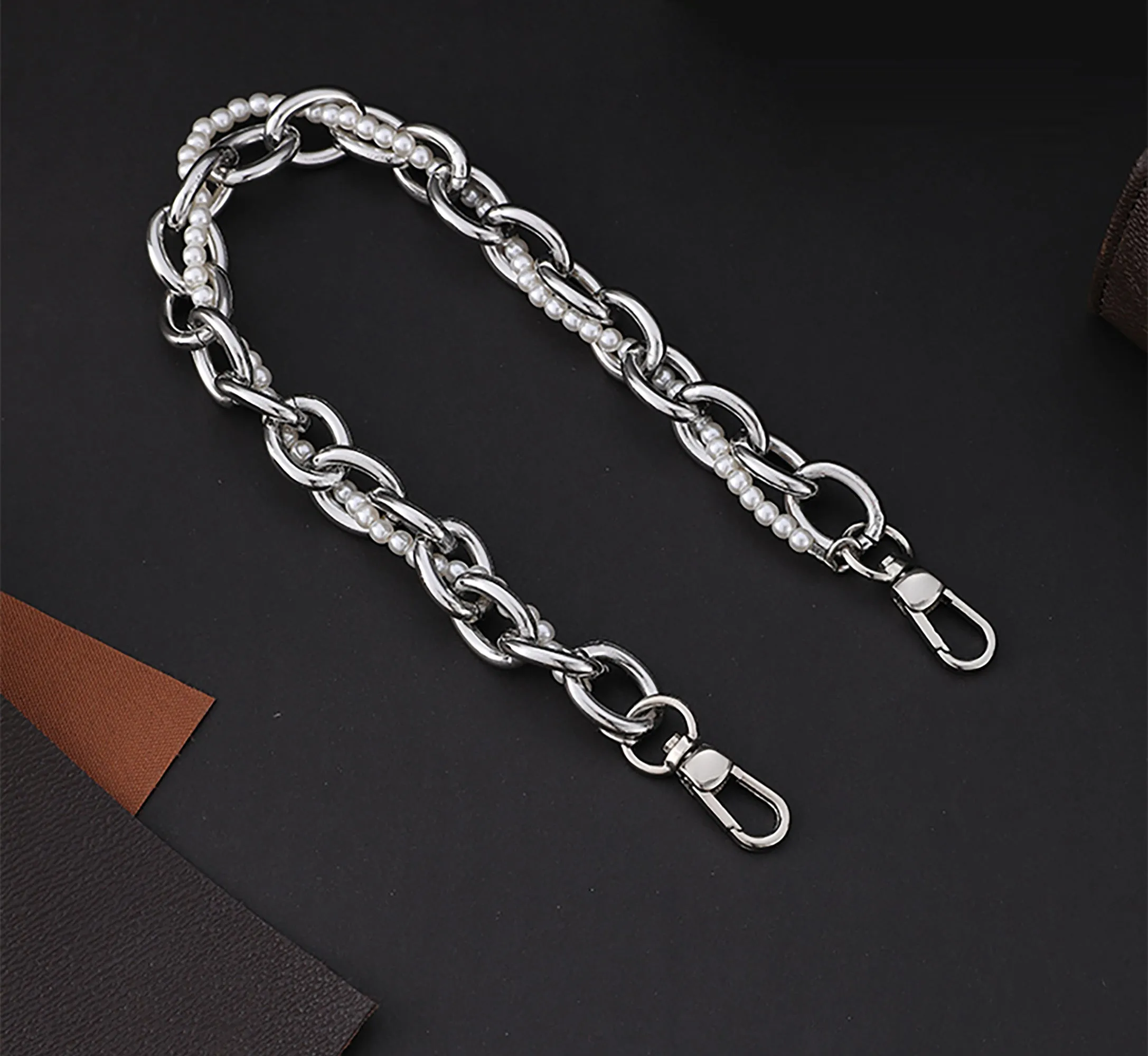 Underarm bag pearl handle decorative accessory chain metal bag strap shoulder strap