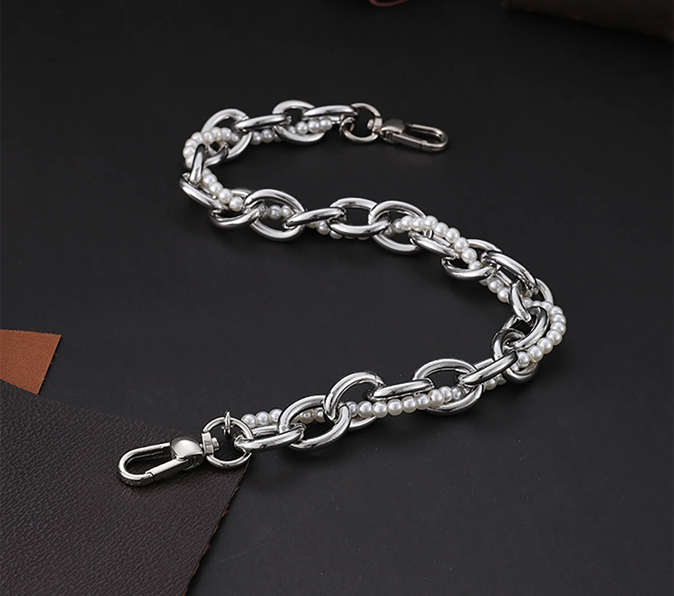 Underarm bag pearl handle decorative accessory chain metal bag strap shoulder strap
