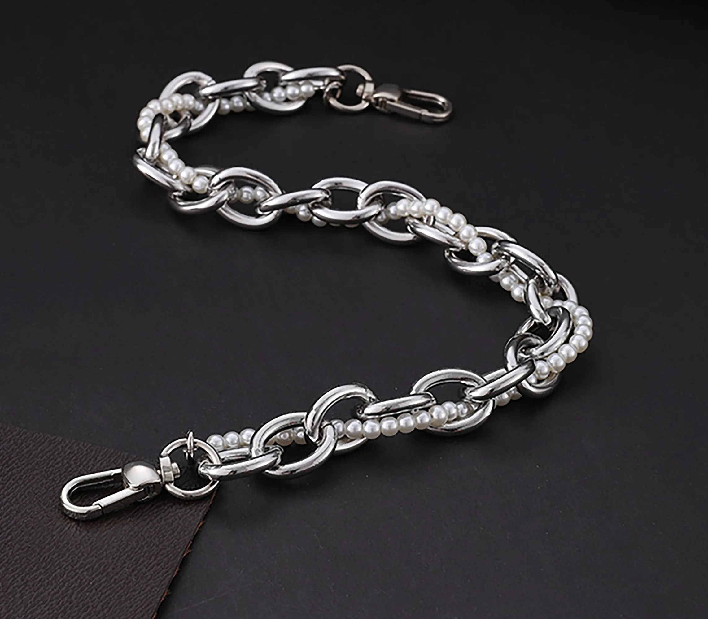 Underarm bag pearl handle decorative accessory chain metal bag strap shoulder strap